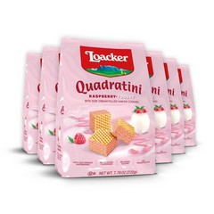 Loacker Quadratini Raspberry Yogurt Wafer Cookies Pack Of 6 Resealable Bags