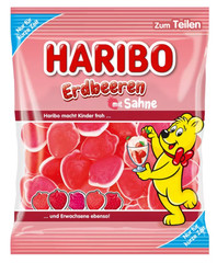 HARIBO gummies STRAWBERRIES & CREAM with foam bottom-175g/6.17 oz