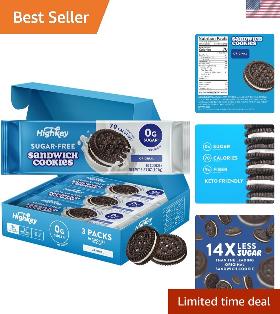 Low Calorie Sugar Free Sandwich Cookies – Perfect Crunchy Keto Treat, 30 Pouch