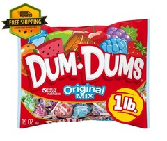 Dum Dums Original Mix Lollipops – Assorted Hard Candy, 16 oz Bag