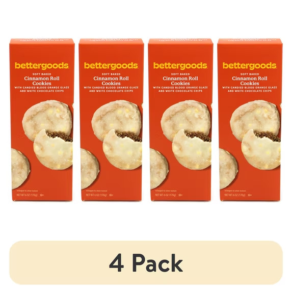 Soft Baked Cinnamon Roll Cookies 6 oz Bags Pack of 4 Sweet Snack Dessert Treat