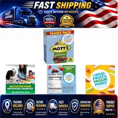Mott’s Assorted Fruit Flavored Snacks – 40 Pack – Gluten Free Gummies