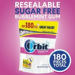 Orbit Bubblemint Sugar Free Gum Bulk Pack 180 Count Bags Lot of 3