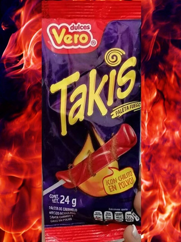 Takis lollipops (4 Pack of 24-g each) Chamoy Takis Suckers Paleta Takis Fuego