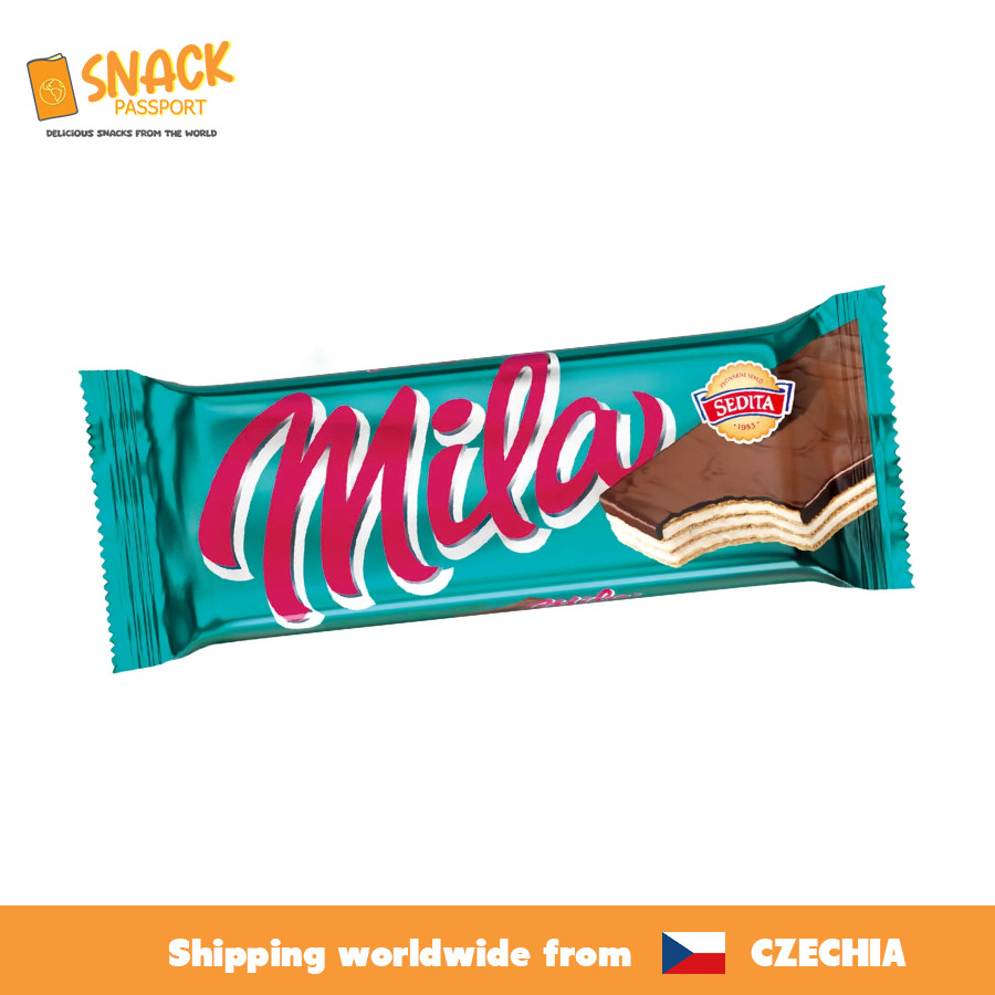 Traditional Czech Sedita Mila Biscuit Bar with Milk Cream Filling Cocoa Waffers