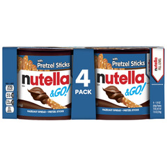 Nutella & GO! Chocolate Hazelnut Spread with Cocoa + Pretzel Sticks, 4 Snack