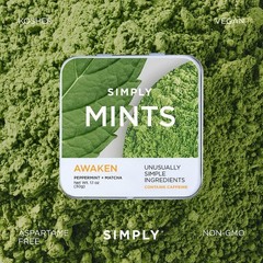 SIMPLY Mints | Caffeinated Breath Mints- Awaken 1.1 Ounce (Pack of 6)