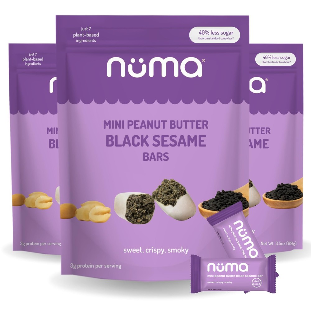 Mini Peanut Butter Black Sesame Bars – Vegan, Low 3.5 Ounce (Pack of 3)