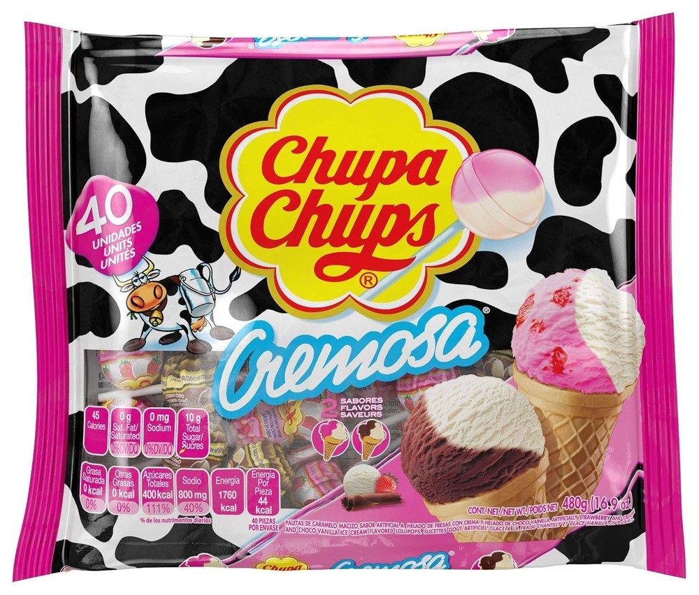 Chupa Chups Cremosa Lollipop Assortment, Two Ice Cream 40 Count (Pack of 1)