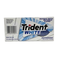 Trident White Peppermint Sugar Free Gum 12 Packs of 16 Pieces (192 Total Pieces)