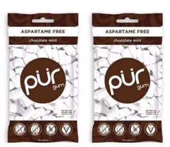 PUR Xylitol Chewing Gum CHOCOLATE MINT (55 Pieces, 2 Pack) Sugarless Vegan Pure