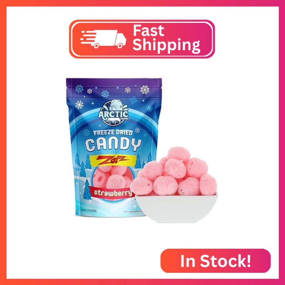 Arctic Farms Freeze Dried Candy Zotz Fizz Candies (3.5oz, Strawberry)