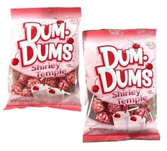 2pc Dum-Dums Shirley Temple Flavored Lollipops 3.5 Oz Bags Cherry Indv Wrap Pops