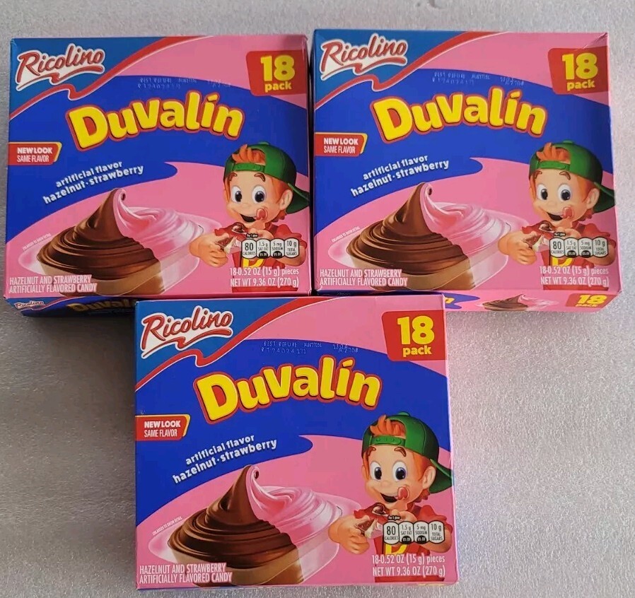 RICOLINO DUVALIN BI SABOR HAZELNUT & STRAWBERRY Set Of 3 Bxs 18 Pc Per Bx= 54pcs