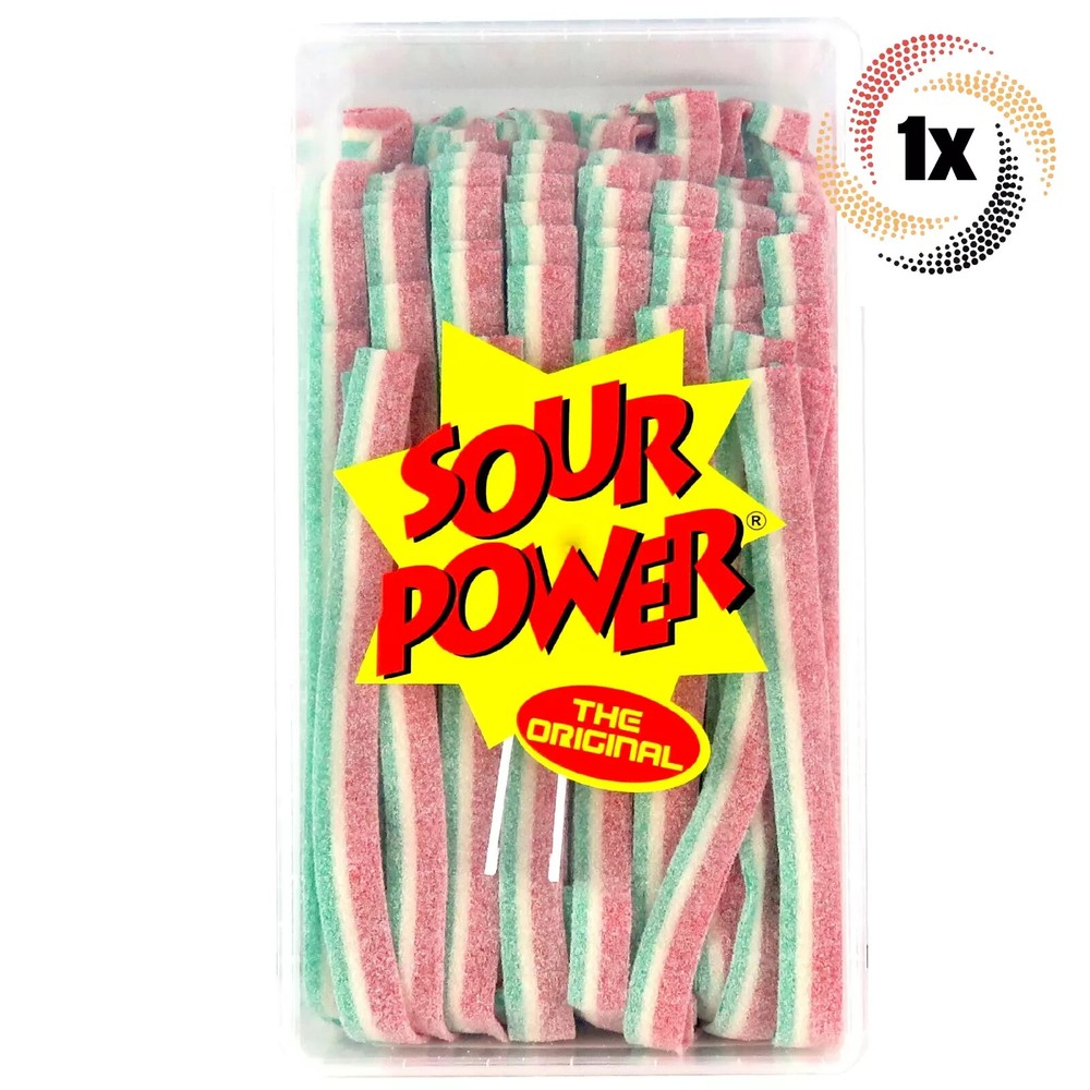 Sour Power Watermelon Flavored Candy Belts, 144 Belts Per Tub – 2.5lbs