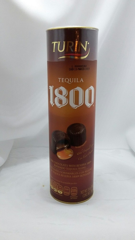 Turin Chocolates filled with Tequila 1800 Reposado, Net Wt 7 Oz.