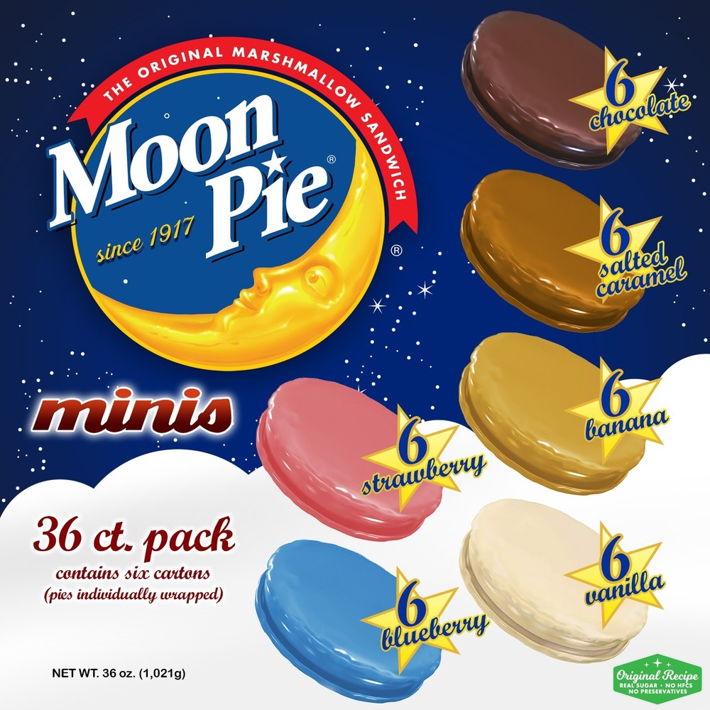 Moon Pie Minis Banana Blueberry Chocolate Salted Caramel Vanilla Strawberry 6 pk