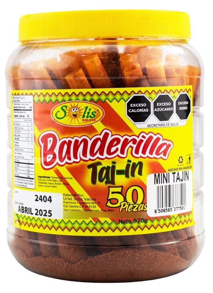 Mini Banderilla Tajín Tarugo Bebidas Michelada Solís 50 Pzas salt & chili