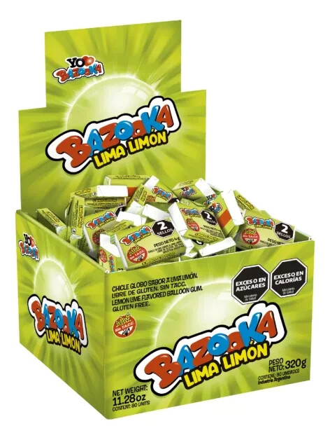 Chicle Bazooka Lima Limon – Caja X 80 Unidades
