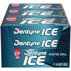 Dentyne Ice Winter Chill Sugar Free Gum, 9 Packs of 16 Pieces