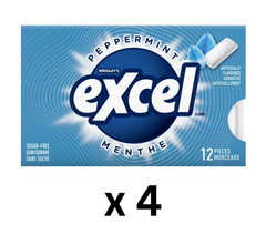 Excel Peppermint Sugar-Free Chewing Gum (12 Pellets) – PACK OF 4 – FROM CANADA