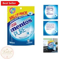 Enjoy Pure Fresh Mint Chewing Gum: 120 Sugar-Free Pieces in Resealable Bag