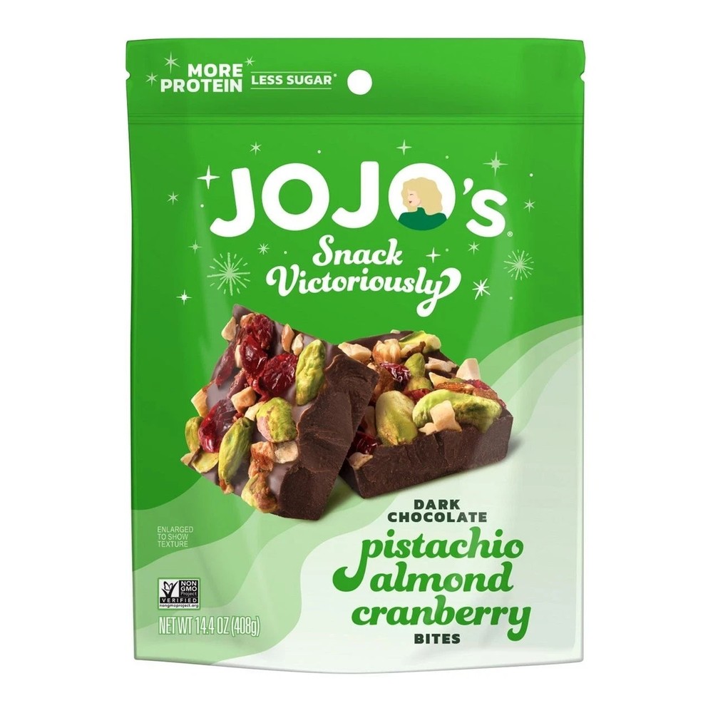 JoJo’s Dark Chocolate Pistachio Almond Cranberry Bites 14.40 Oz, Gluten-