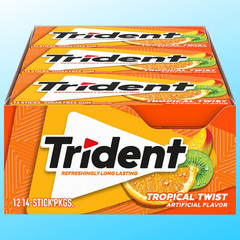 Trident Tropical Twist Sugar-Free Chewing Gum, 14 Count (Pack of 12 ) 168 Total