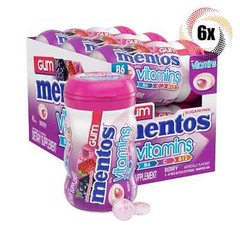 Full Box 6x Bottles Mentos Vitamins Berry Flavor Gum, 45 Pieces Each – 3.18oz
