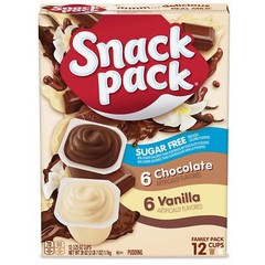Snack Pack Sugar Free Chocolate and Vanilla Flavored Pudding Family Pack, 12 Ct