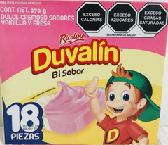 3-Pk Ricolino Duvalin Bi Sabor Vainilla y Fresa Mex Candy Duvalin 270g/9.5oz