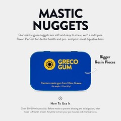 Greco Gum – Mastic Nuggets – Large Pieces 1.59 oz (Pack of 1),