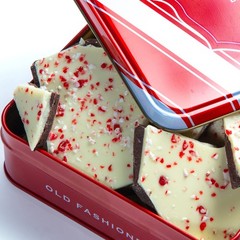 CY Chocolates Handmade Dark and White Layered Peppermint Bark Tin for Christm…