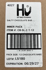 Hu Organic Salty Dark Chocolate Box 12 Bars Paleo Vegan Fair Trade Gluten Free