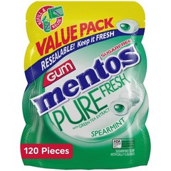 Mentos Pure Fresh Sugar-free Chewing Gum with Xylitol, Spearmint, 120 Piece Bulk