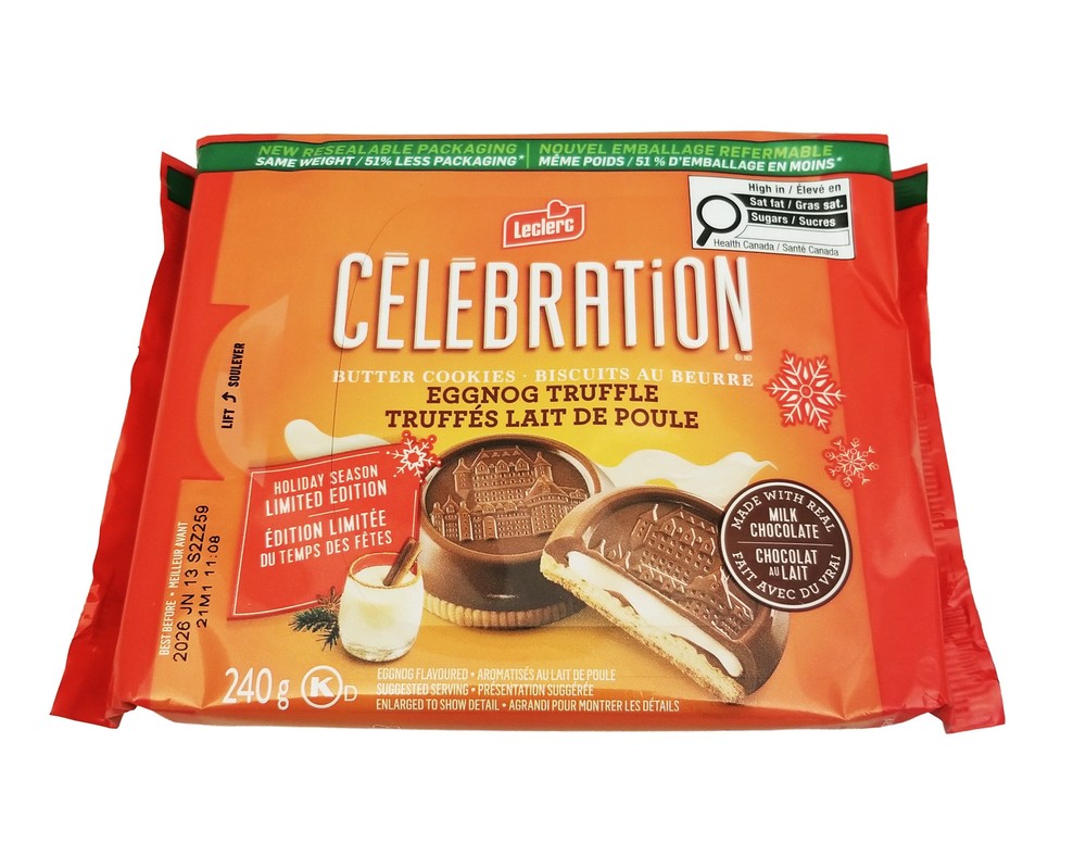 Leclerc Celebration Eggnog Truffle Butter Cookies, 240g/8.5 oz