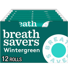 BREATH SAVERS Wintergreen Flavored Sugar Free Breath Mints Rolls, .75 Oz (12 Cou