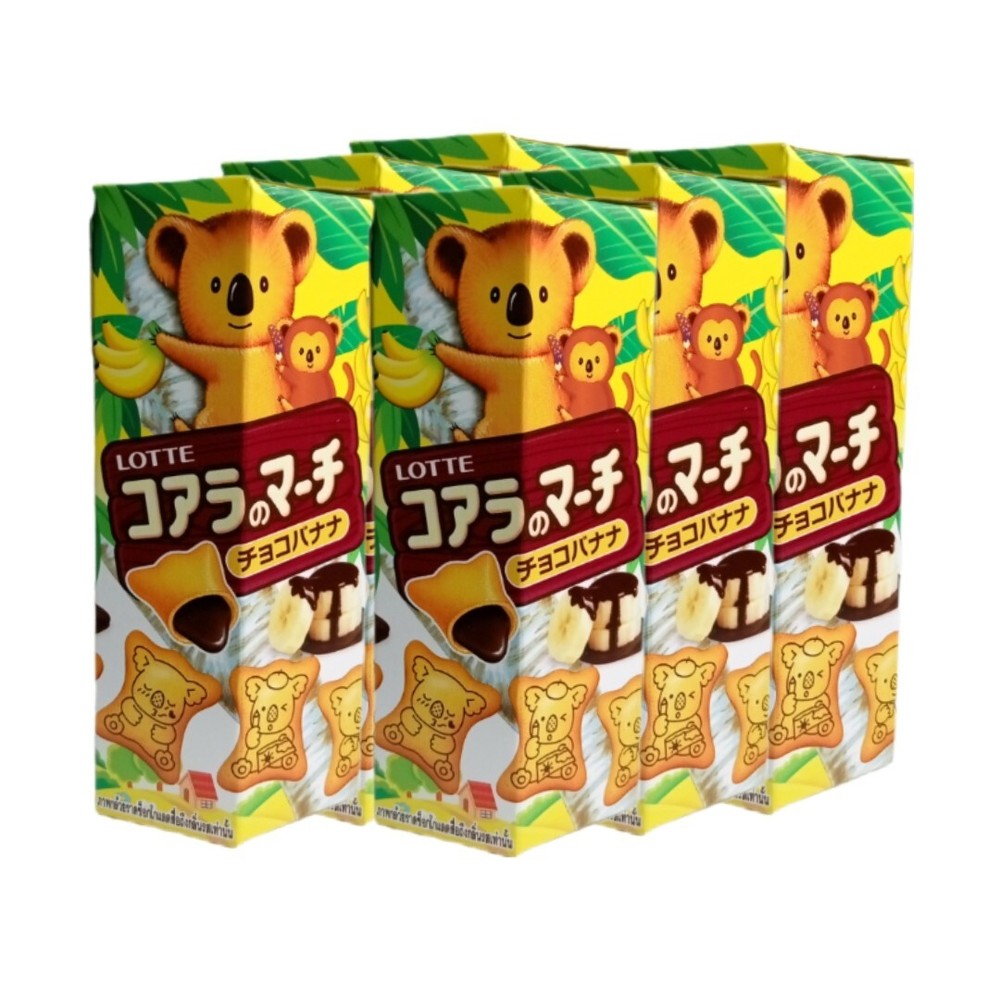 6x 37 g Lotte Koala’s March CHOCO BANANA Biscuits Cookie Snack