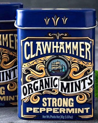 2 tins Clawhammer Organic Strong Peppermint Mints