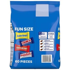 60 Count Assorted Fun Size Chocolate Candy Bars Butterfinger Crunch Baby Ruth…