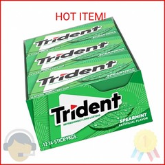 Trident Spearmint Sugar-Free Chewing Gum, 12 Packs of 14 Pieces (168 Total Piece