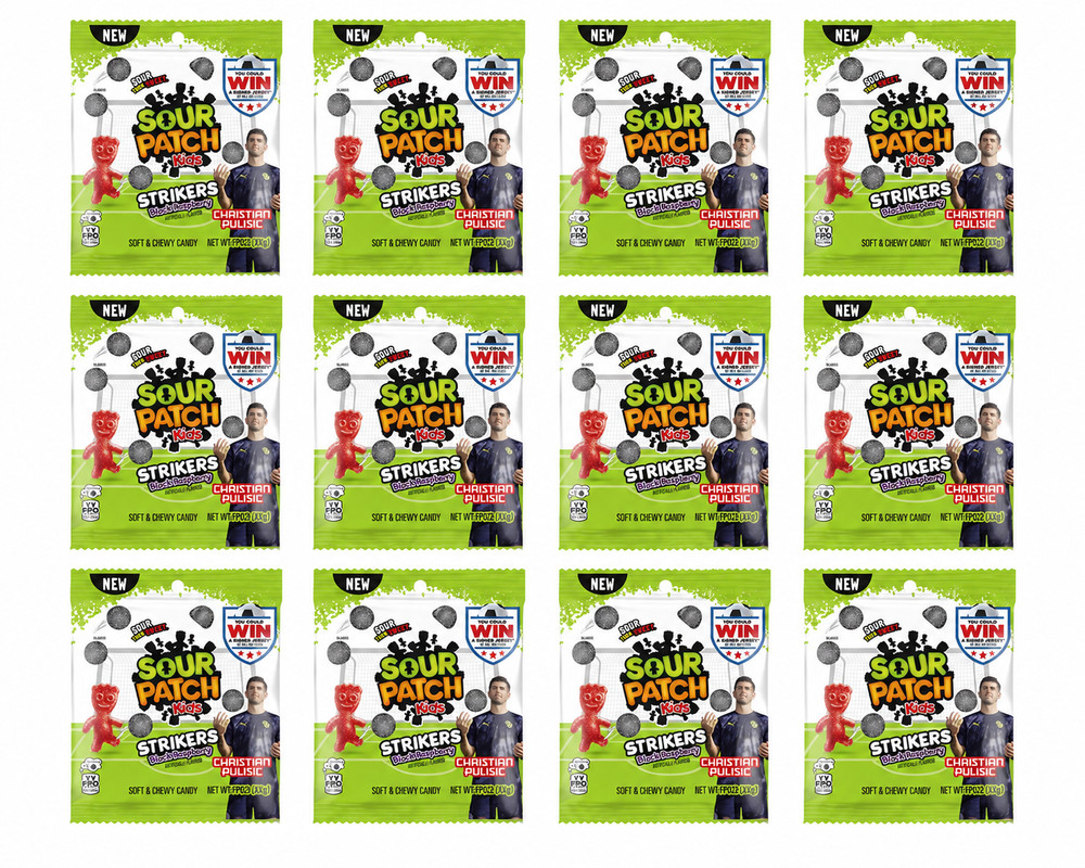 12x Packs Sour Patch Kids Strikers Black Raspberry Candy – 3.17oz Each