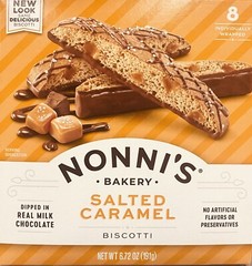 Nonni’s Bakery SALTED CARAMEL Biscotti Nonnis Real Milk Chocolate 6.72 oz Box