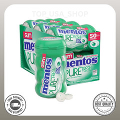 Mentos Pure Fresh Sugar Free Gum, Spearmint, 50 Piece Bottle, Pack of 6