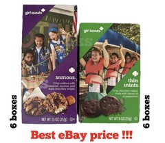 12 Boxes Girl Scouts Samoas + Thin Mints Cookies Chocolate Fudge Case Lot Snacks
