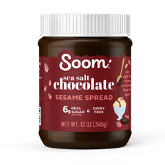Soom Foods Creamy Chocolate Sea Salt Tahini Sesame Paste Spread, 12 oz Jar