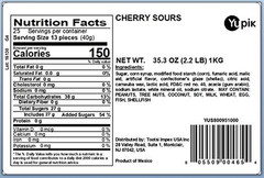 Sour Cherry Candies, 2.2 Lb (35.2 Oz), Cherry-Flavored Balls, Sweet & Tart, Chew