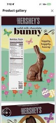 Hershey’s Solid Milk Chocolate Bunny 14 oz Box, Milk Chocolate Easter Candy