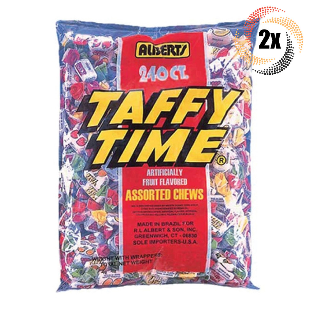 2x Bags Alberts Taffy Time Fruit Chews Assorted Flavors | 240 Candies Per Bag