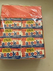 Sealed Box of Original 1987 Bazooka Gum, 24 Packs per Box, 10 Peace’s Per Pack.